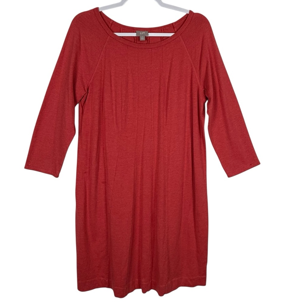 J.Jill 3/4 Sleeve Cotton Modal Shift Dress Brick Red Size Large Petite